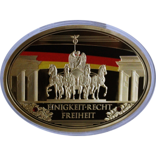 110 g Kupfer/Copper OVAL Proof - BRANDENBURGER TOR  - Einigkeit Recht Freiheit - Swarovski Element - Color