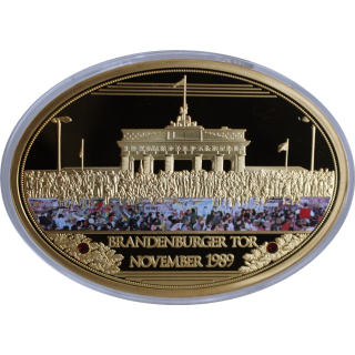 110 g Kupfer/Copper OVAL Proof - BRANDENBURGER TOR 1989 - Menschen am Tor- Swarovski Element - Color