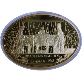 110 g Kupfer/Copper OVAL Proof - BRANDENBURGER TOR  Mauerbau am13.August 1961 - Swarovski Element