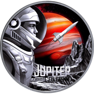 1 oz Niue 2025 Proof - SPACE - JUPITER from CALLISTO  from PHOBOS - Planeten & Monde des Sonnensystems - Silber Color 2 NZ$