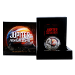 LETZTE* 1 oz Niue 2025 Proof - SPACE - JUPITER from CALLISTO - Planeten & Monde des Sonnensystems - Echtbild / Real Photo - Silber Color 2 NZ$