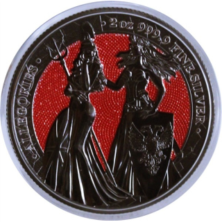 2 oz Germania 2019 Edition - GERMANIA & BRITANNIA -  RUTHENIUM RED DIAMOND DUST - Roter Diamantenstaub - Coin Card - Germania Mint
