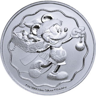 Neu* 1 oz Niue 2025 - Disney Mickey Mouse Christmas  - Frohe Weihnachten / Merry X-Mas - Silber 2 $  - Disney Weihnachtskollektion