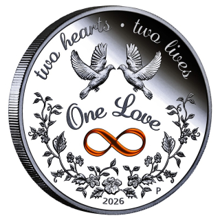 1 oz Australien 2026 Proof - ONE LOVE - EINE LIEBE ZWEI HERZEN ZWEI LEBEN - silber 1 AU$