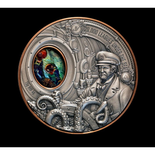 Samoa 2026 BIMETALL - JULES VERNE 20,000 Meilen unter dem Meer  - Rotating Design Ultra High Relief - 15 g Silber 340 g Kupfer Antique Silber/Kupfer - 1$