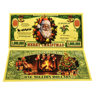 NEU ** Goldfolie - SANTA CLAUS - Weihnachtsmotive Christmas Themes -24-Karat Vergoldung - Polycarbonat - $100 - 24K Note Bill