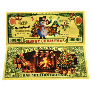 NEU ** Goldfolie - SCHNEEMANN / SNOW MAN - Weihnachtsmotive Christmas Themes -24-Karat Vergoldung - Polycarbonat - $100 - 24K Note Bill