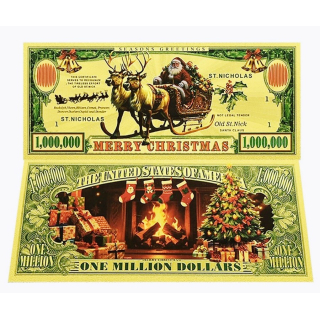 NEU ** Goldfolie - SANTA CLAUS & RENTIERE - Weihnachtsmotive Christmas Themes -24-Karat Vergoldung - Polycarbonat - $100 - 24K Note Bill