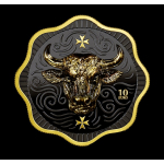 2 oz Malta 10 Euro 2025 Dark Ruthenium - OCHSE / OX - Maltesischer Ochse - Welle / Flower - Endangered Species - Ultra High Relief Silber Multimetall