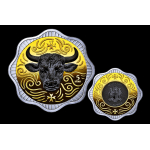 1 oz Malta 5 Euro 2025 Ruthenium Gilded - OCHSE / OX - Maltesischer Ochse - Welle / Flower - Endangered Species - Ultra High Relief Silber Multimetall