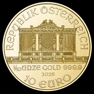 1/10 Unze Gold Wiener Philharmoniker Österreich 2026 BU