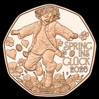 Österreich 5 Euro 2026 Kupfermünze - Neujahr - Spring ins Glück - bfr.
