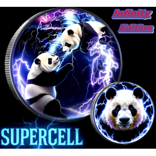 Edition** 30 g PANDA 2025  SUPERCELL COLOR - Pandafamilie in der Gewitter- Superzelle - Silberpanda Farbig -10 Yuan