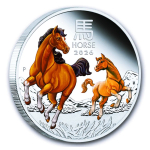 1/2 oz Australien 2026 COLOR - JAHR des PFERDES / Year of the HORSE - LUNAR 3 Serie - 0,5 AU$ - Silberpferd Silver Horse