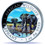 2 x 1 oz Somalia 2026 Tag & Nacht / Day & Night - Elefant African Wildlife - Silber Color 100 Shillings