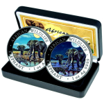 2 x 1 oz Somalia 2026 Tag & Nacht / Day & Night - Elefant African Wildlife - Silber Color 100 Shillings