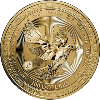 NEU* 1/10 oz GOLD Liberia 2026 - Die FRIEDENSTAUBE PEACE  - Gold 100 $ - Neue Flagschiffserie Pressburg Mint - Erstausgabe !