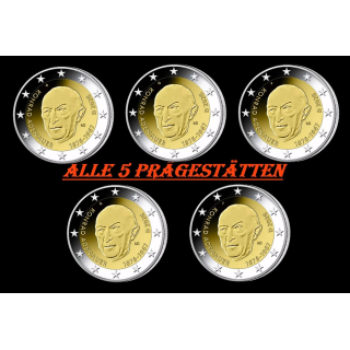 5 x 2 Euro Deutschland 2026 - Konrad ADENAUER - Alle Prägestätten - 1. Bundeskanzler der BRD -  Neue Serie Einigkeit & Recht & Freiheit