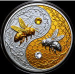 Neu in Kürze** 5 oz Kupfer/Copper Motivbarren 2026 - Die Biene Harmonie in der Natur Yin Yang Edition - GOLD & SILBER Veredelung / Kristallelemente - High Relief - Kupfer-Top-Edition - Vorverkauf !