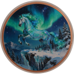 auf Lager - Echtbilder** 5 oz Kupfer/Copper Edtion 2026 - Zum JAHR des PFERDES / YEAR of the HORSE & Polarlichter - High Relief Color - Highlight 2026