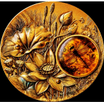 2 oz Samoa 2026 DRAGONFLY / LIBELLE - Neue Serie Bernstein / Amber  (1.) - mit Ostesse-Bernstein / Amber - Silber Antik High Relief Gilded 5 $