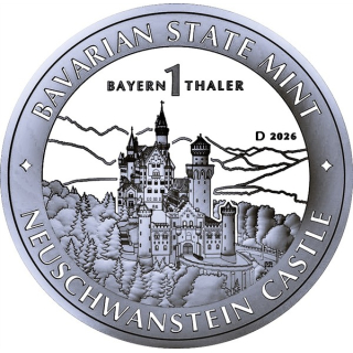 NEU* 1 oz Silber Deutschland 2026 BU - SCHLOSS NEUSCHWANSTEIN - BAYERN THALER - Silber DEUTSCHE SILBERUNZE