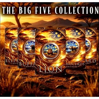 Neu* 5 x 1 oz Kupferediion - BIG FIVE AFRIKA im STERNENHIMMEL / Starry Night - Löwe Leopard Elefant Nashorn Büffel - Coin Card Copper Edition - VORVERKAUF - PRESALE !