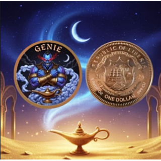 Neu* 5 oz Kupfermünze  Liberia 2026 - Das GENIE  - Kupferedition - Copper Coin High relief - Vorverkauf !