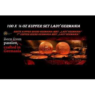 Neu* 100 x 1/2 oz Kupfer 2026 Lady Germania auf dem Thron - Erste Germania Mint Kupfer Round  / 1st Copper Round