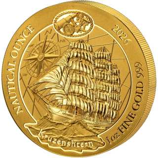 NEU * 1 oz Gold Ruanda Rwanda 2026 BU - KRUZENSHTERN Frachtsegelschiff 1926 - Nautical Ounce serie - Silber 100 RWF - 100 Amafaranga