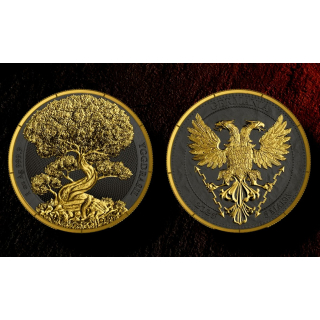NEU* 1 oz Silber Germania 2025 GOLDEN LEAF - YGGDRASIL BAUM des LEBENS / TREE of LIFE - Ruthenium Gilded- Serie Mystischer Wald - Mythical Forest  - Germania Mint