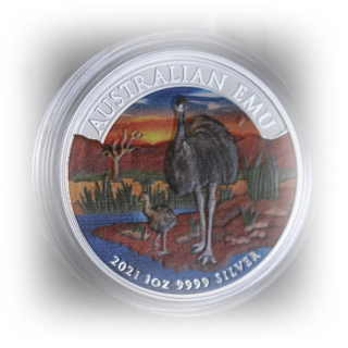 1 oz Australien 2021 COLOR -  EMU - Silber 1AU$