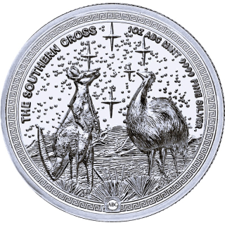NEU* 1 oz Niue 2026 High Relief BU - KÄNGURU & EMU im Südlichen Sternenhimmerl - SOUTHERN CROSS - Kreuz des Südens - 2 NZ$