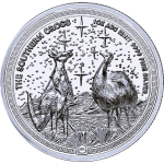 NEU* 1 oz Niue 2026 High Relief BU - KÄNGURU & EMU im Südlichen Sternenhimmerl - SOUTHERN CROSS - Kreuz des Südens - 2 NZ$