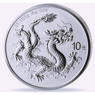 1 oz China 2026 BU - DRACHE / DRAGON - Tang Dynasty & Grosse Mauer - Silber 10 Yuan - Premium Anlagemünze 2. Ausgabe der Drachenserie