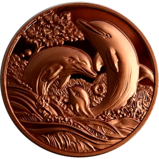 NEU** 1 oz Kupferedition - DELFINFAMILIE / DOLPHIN FAMILY - Neue Serie Wilde Tiere (4) / Wild Animals