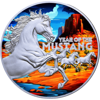 1 oz Niue 2026 Proof AMERICAN LUNAR - MUSTANG - Startmotiv Serie American Lunar - Silber 2 NZ$