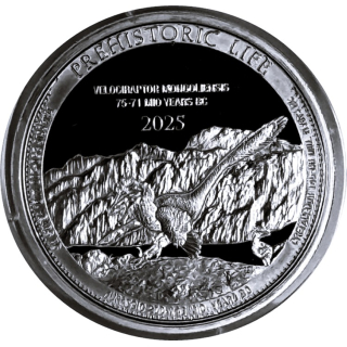 NEU**1 oz Kongo 2025 BU - VELOCIRAPTOR - Killersaurier  Serie Prehistoric Life (17) - Silber 20 Frs