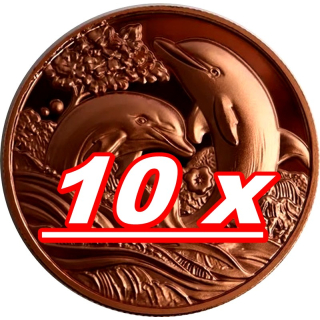 NEU** 10 x 1 oz SET Kupferedition - DELFINFAMILIE / DOLPHIN FAMILY - Neue Serie Wilde Tiere (4) / Wild Animals