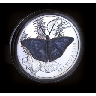 28,3 g Silber Belarus 2013 Proof - Majestätischer Purpurkaiser - EMPEROR Schmetterling - Apatura Iris - Weissrussland 20 Rubel