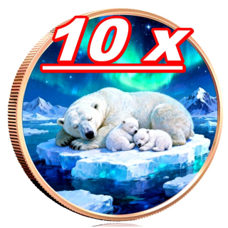 NEU** 10 x 1 oz Kupferedition - EISBÄRENFAMILIE / ICE BEAR FAMILY - Neue Serie Wilde Tiere (5) / Wild Animals