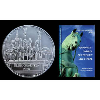 NEU* 1 oz Silber Round QUADRIGA 2026 - SIEGESGÖTTIN VIKTORIA - Silber BU Coin Card - Einigkeit-Recht-Freiheit-Deutschland