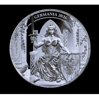 ab Lager** 1 oz Germania 2026 PROOF - LADY GERMANIA auf dem THRON - Die Königin Germaniens - Queen of Germania - Silber BU Germania Mint Sammlermünze