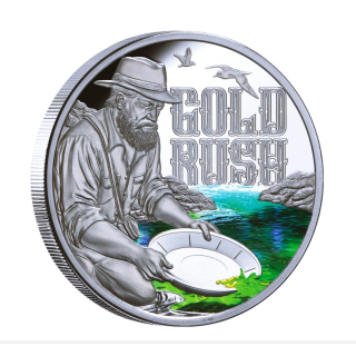 1 oz Niue 2026 Proof - GOLDRAUSCH in Australien / Gold Rush Australia - Silber Color Farbig 2 NZ$