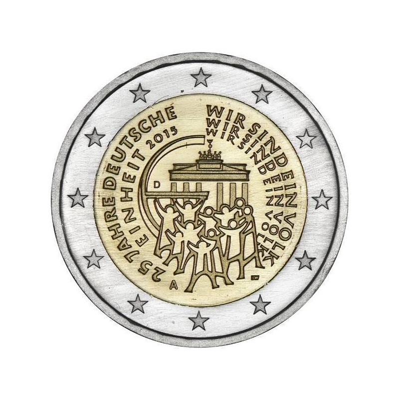 2 Euro Münze 25 Jahre Deutsche Einheit 2015 Fehlprägung 2 Euro Deutschland 2015 25 Jahre Deutsche Einheit Mz. D (München) - A