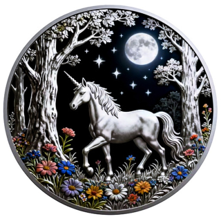 auf Lager 1 oz Kupferedition - UNICORN MOONLIGHT /  EINHORN im MONDLICHT (2.)