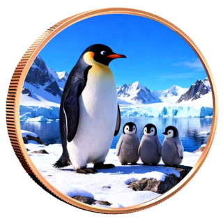 auf Lager 1 oz Kupferedition - PINGUINFAMILIE / PENGUIN FAMILY - Neue Serie Wilde Tiere / Familie (5) / Wild Animals