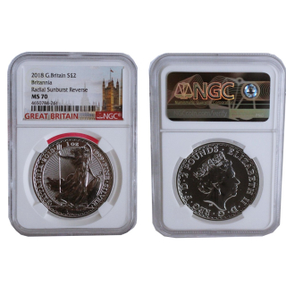 1 oz UK 2018 NGC MS70 - ORIENTAL BORDER -  Großbritannien Silber 2 Pfd.
