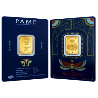 NEU* 5 g Goldbarren Pamp Suisse - SKARABÄUS / SCARAB - Blister / Coin Card        #1