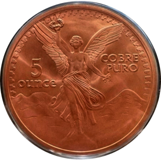 Neu ** 5 oz Kupfer-Copper Edition - Mexico LIBERTAD Engel der Unabhängigkeit / ANGEL of Independence  - High relief - Vorverkauf / Presale!